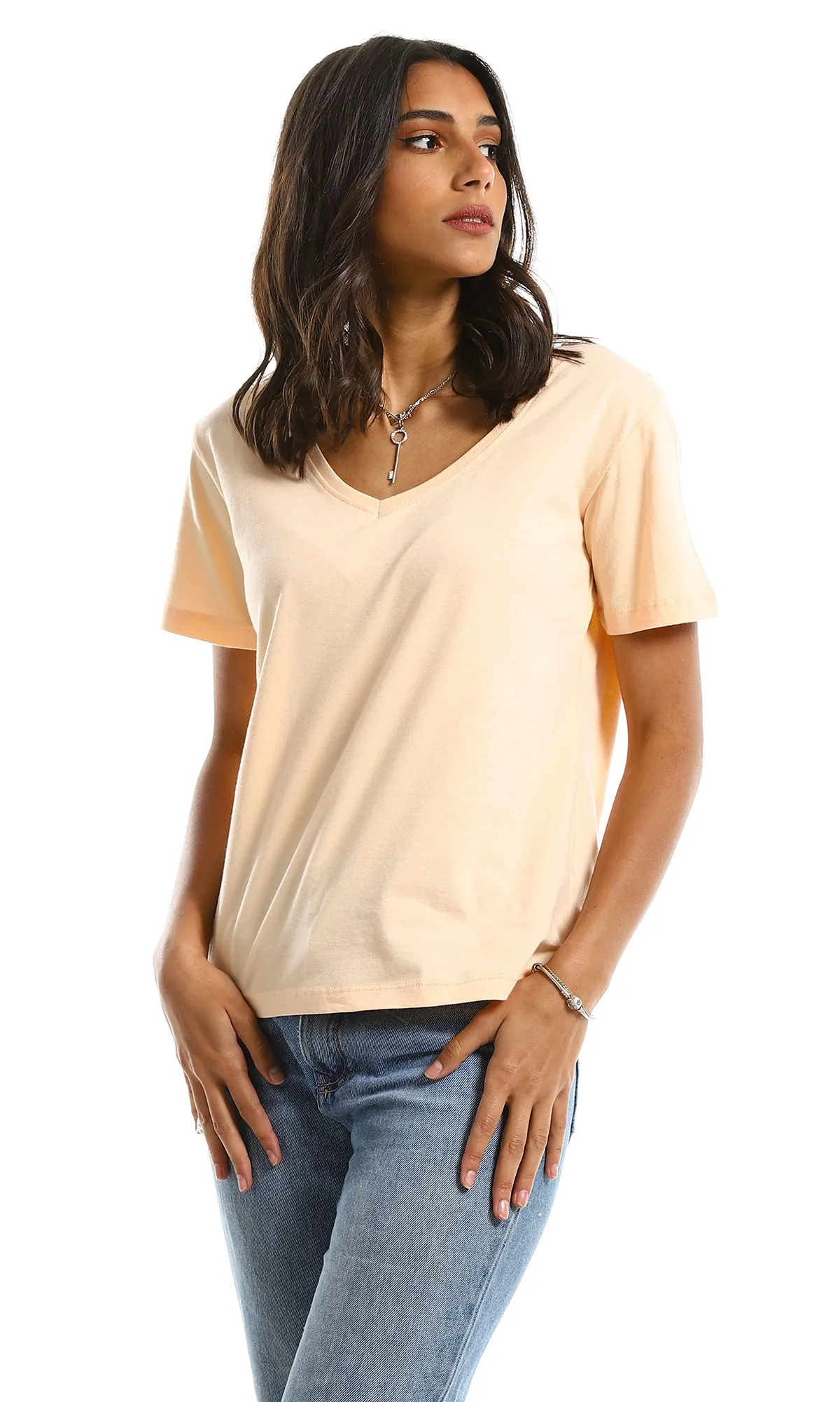 98295 Slip On Wide V-Neck Simon Basic Tee