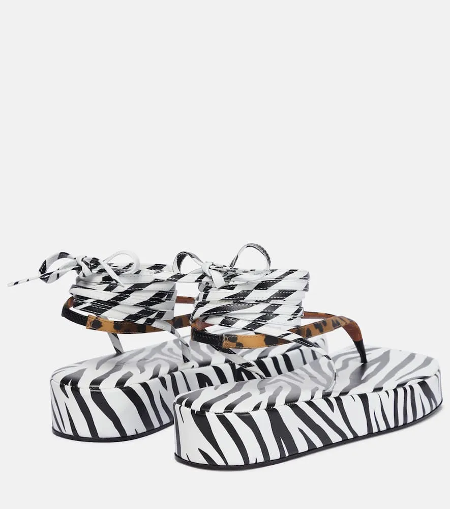 Amina Muaddi Jamie printed satin sandals