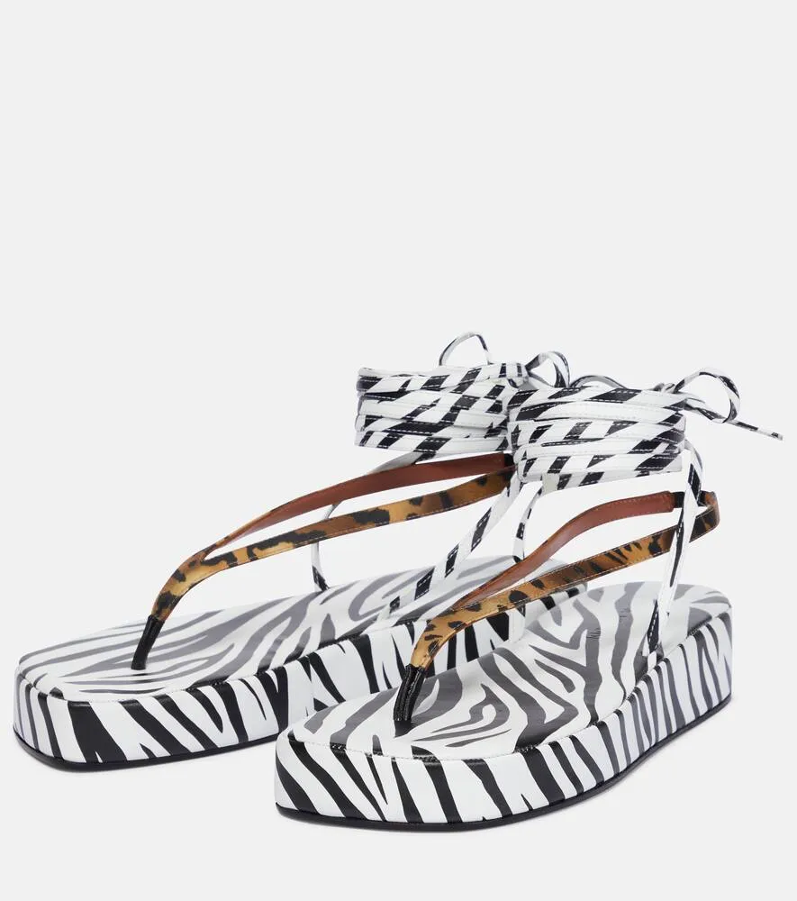 Amina Muaddi Jamie printed satin sandals