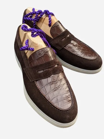 Ascot Sunseeker - Brown Crocodile & Brown Suede