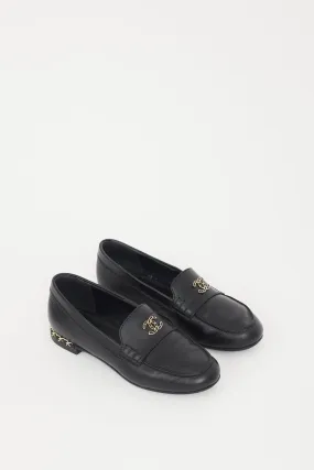 Black & Gold Leather Chainlink Loafer