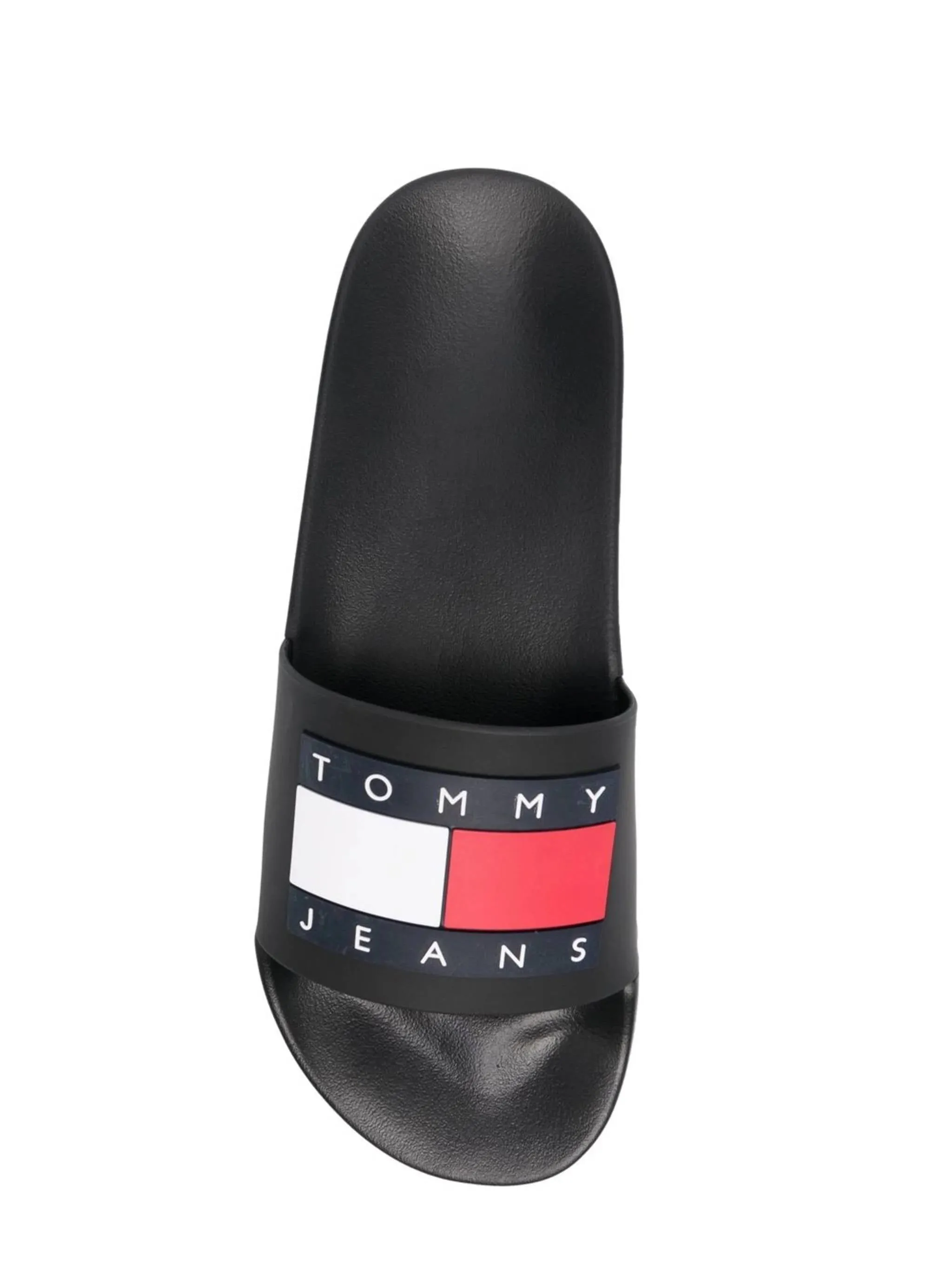 Black Flat Pool Sandals with Logo