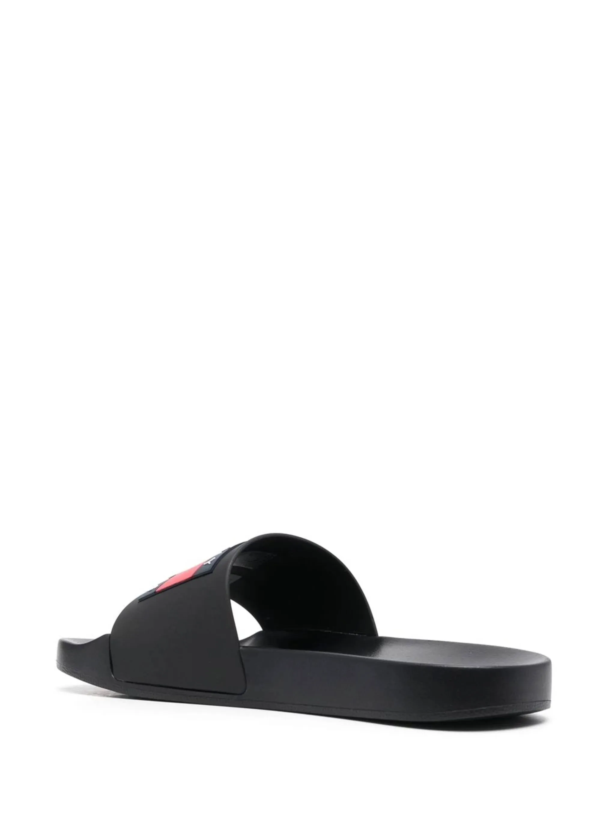 Black Flat Pool Sandals with Logo