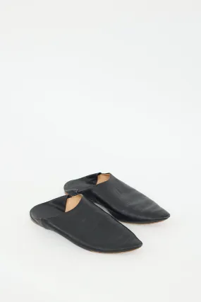 Black Leather Pointed Toe Convertible Flat