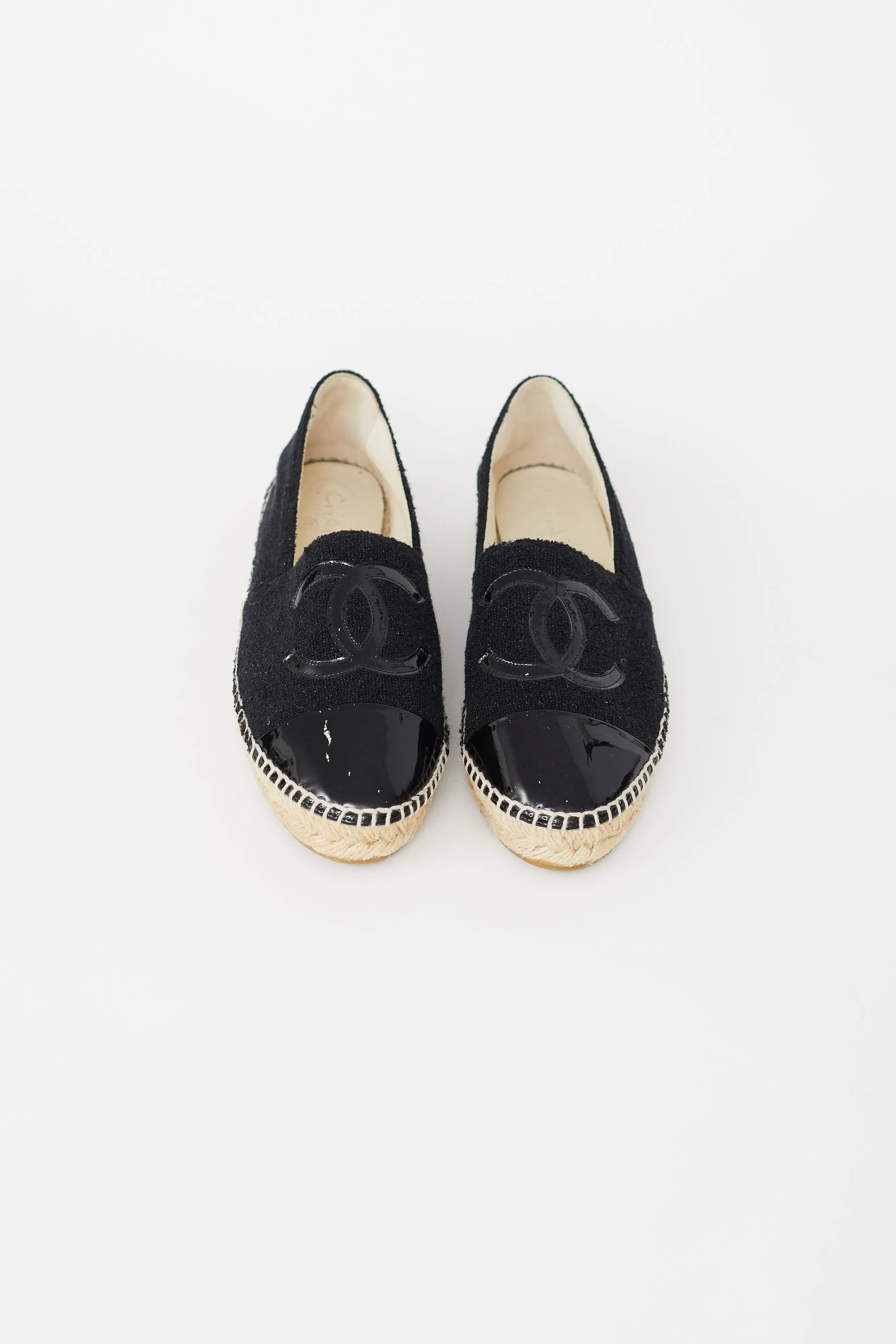 Black Metallic Knit & Patent Espadrille Flat