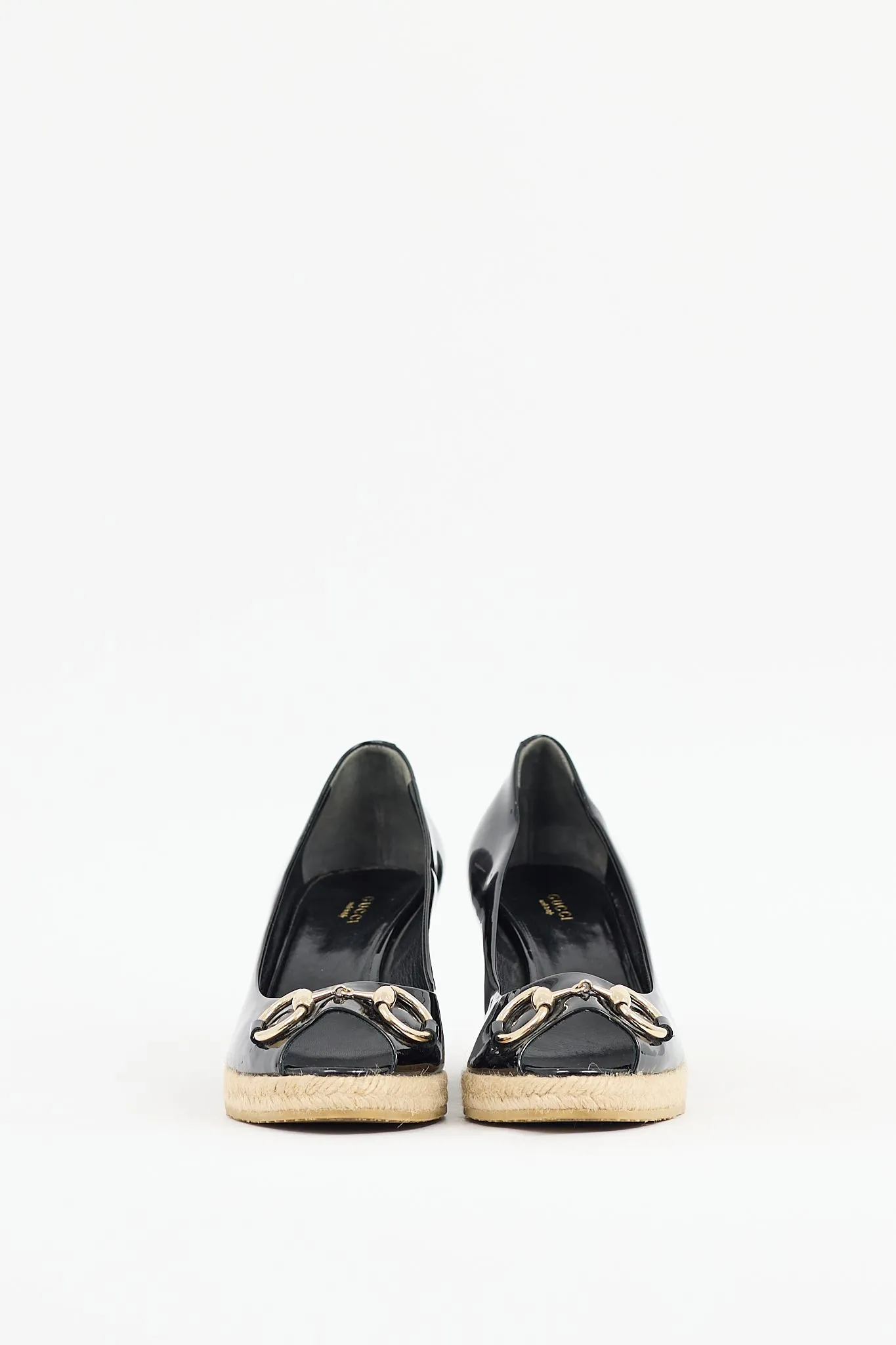 Black Patent Leather Espadrille Wedge