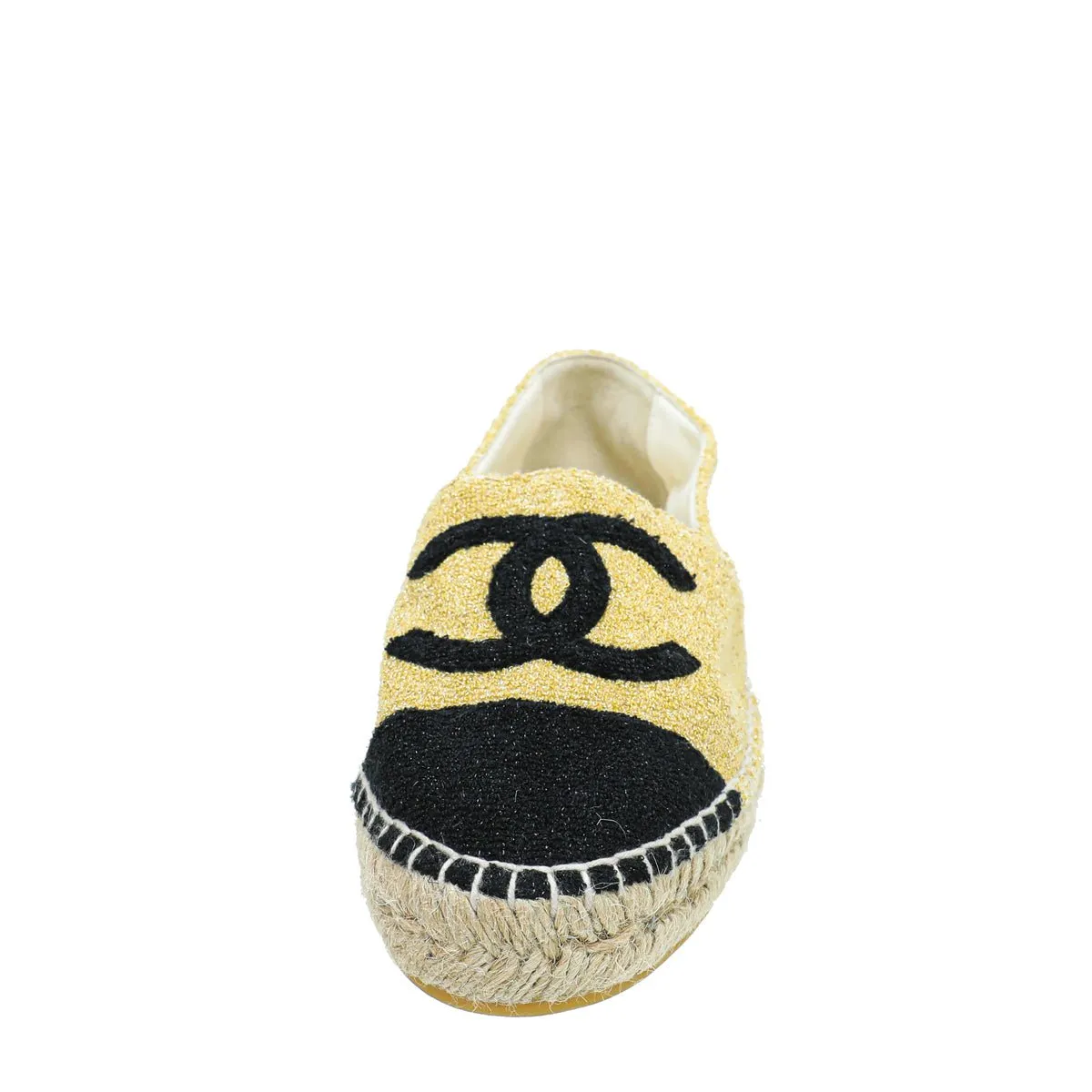 Chanel Bicolor CC Cap Toe Metallic Fabric Espadrille 39