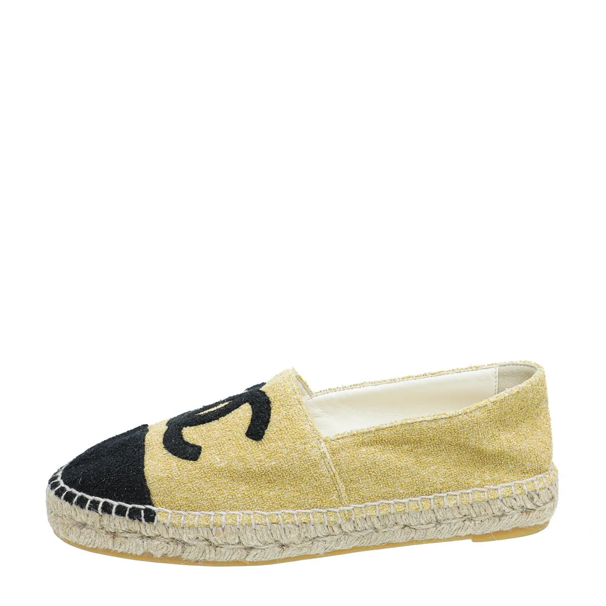 Chanel Bicolor CC Cap Toe Metallic Fabric Espadrille 39