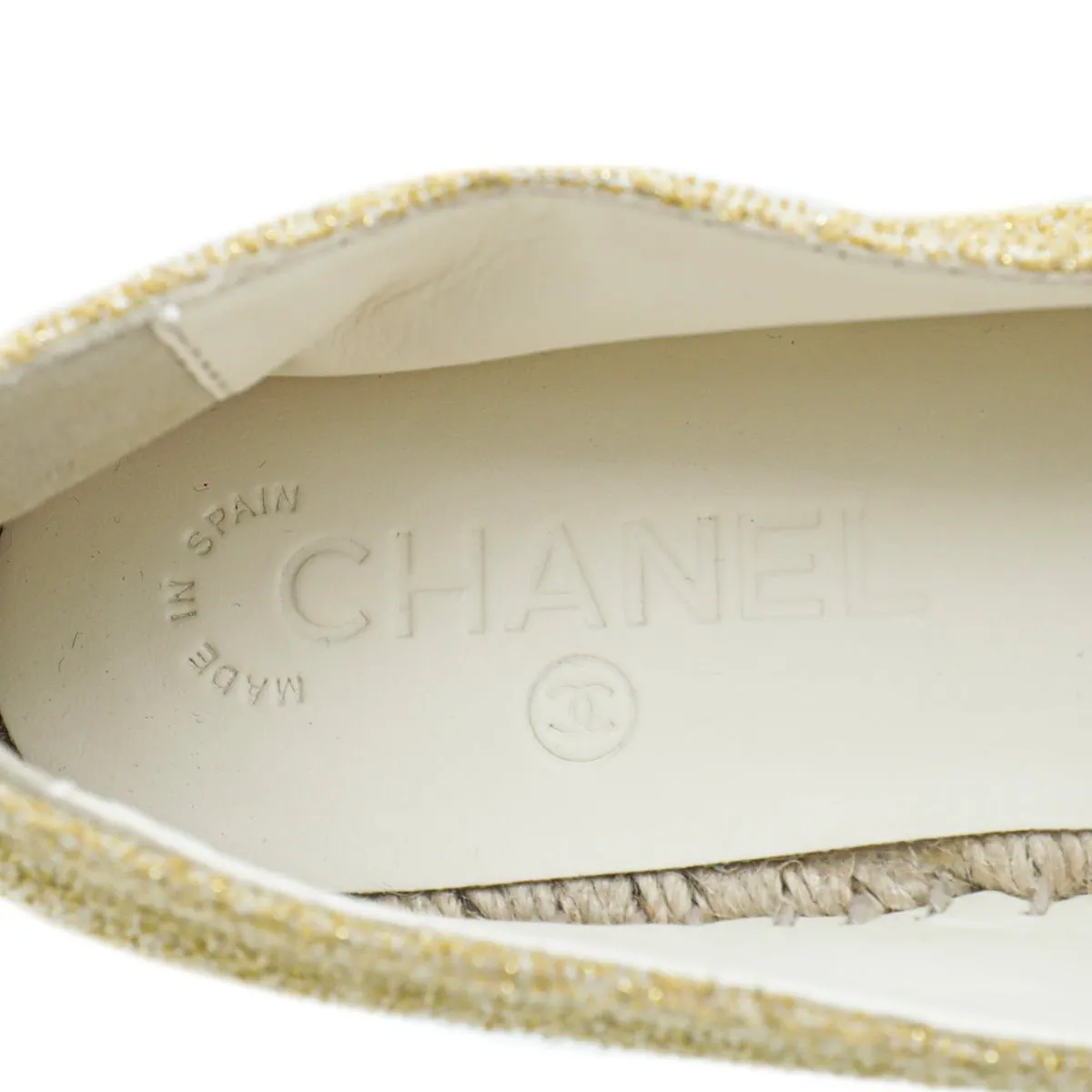 Chanel Bicolor CC Cap Toe Metallic Fabric Espadrille 39