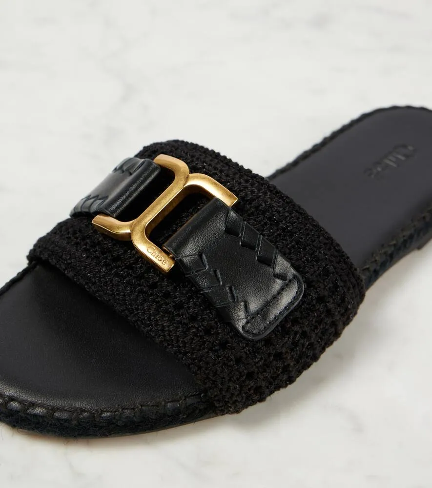 Chloe Marcie leather-trimmed espadrille slides