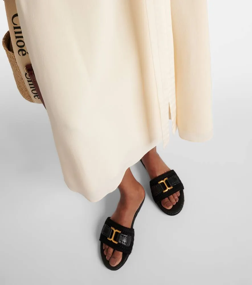 Chloe Marcie leather-trimmed espadrille slides