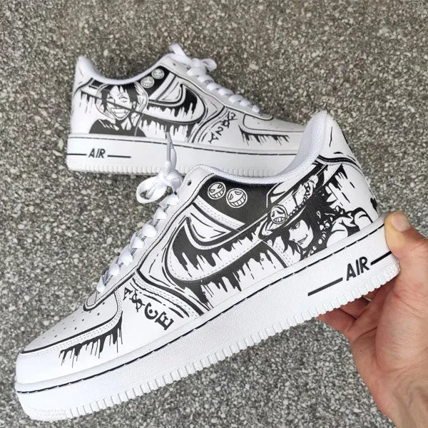 Comics One Piece Black White Custom Air Force 1