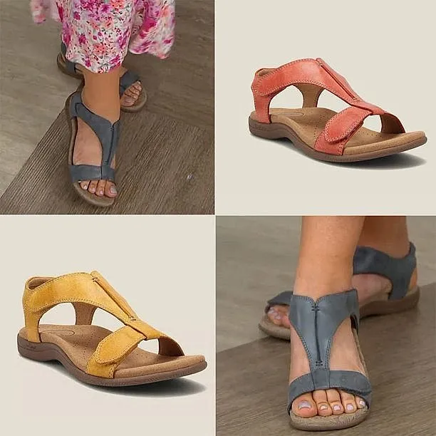 Cuzcare Retro Arch Support Flip-flops T-strap Women Flat Orthopedic Sandals