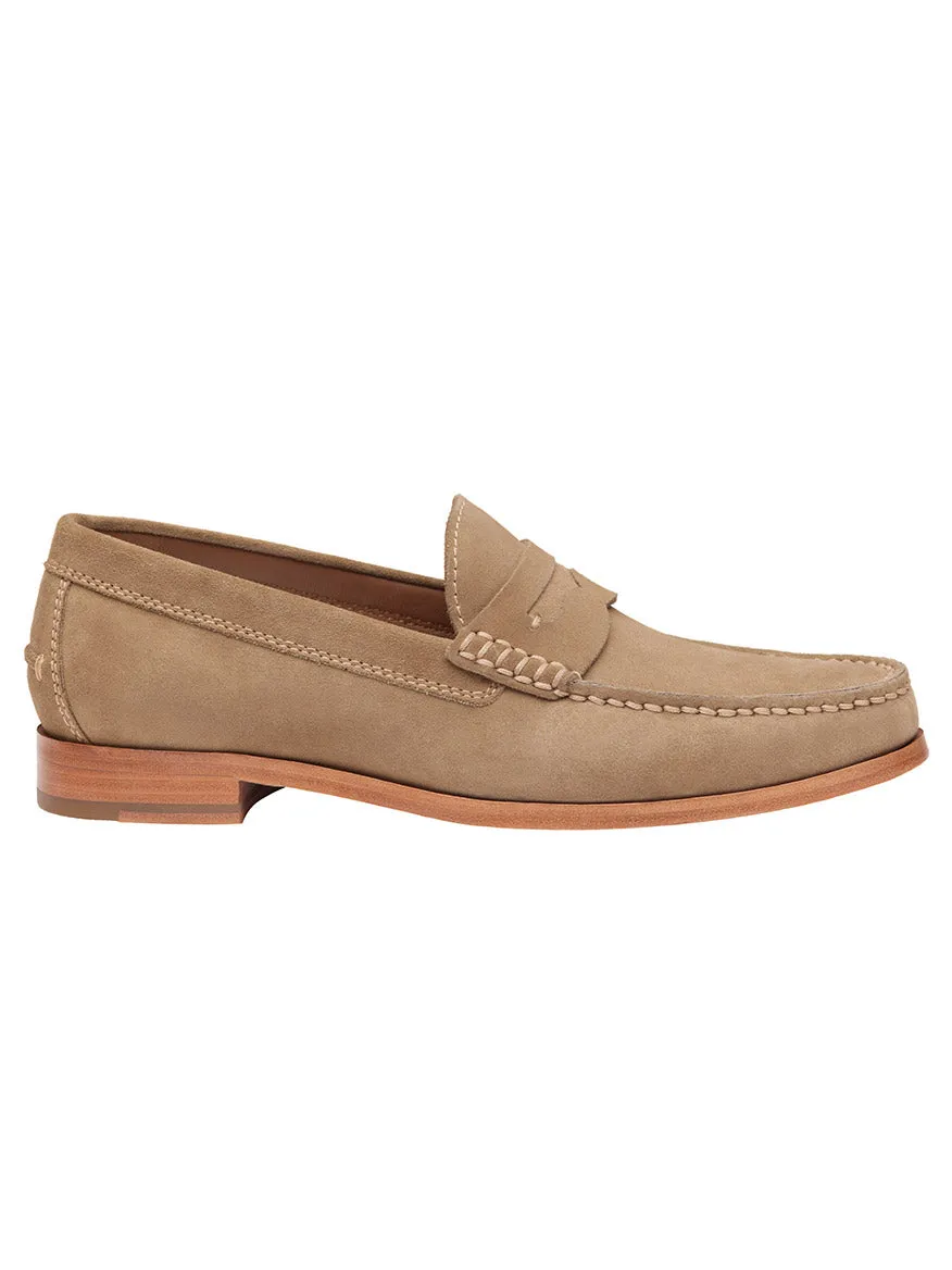 J & M Collection Baldwin Penny in Taupe English Suede