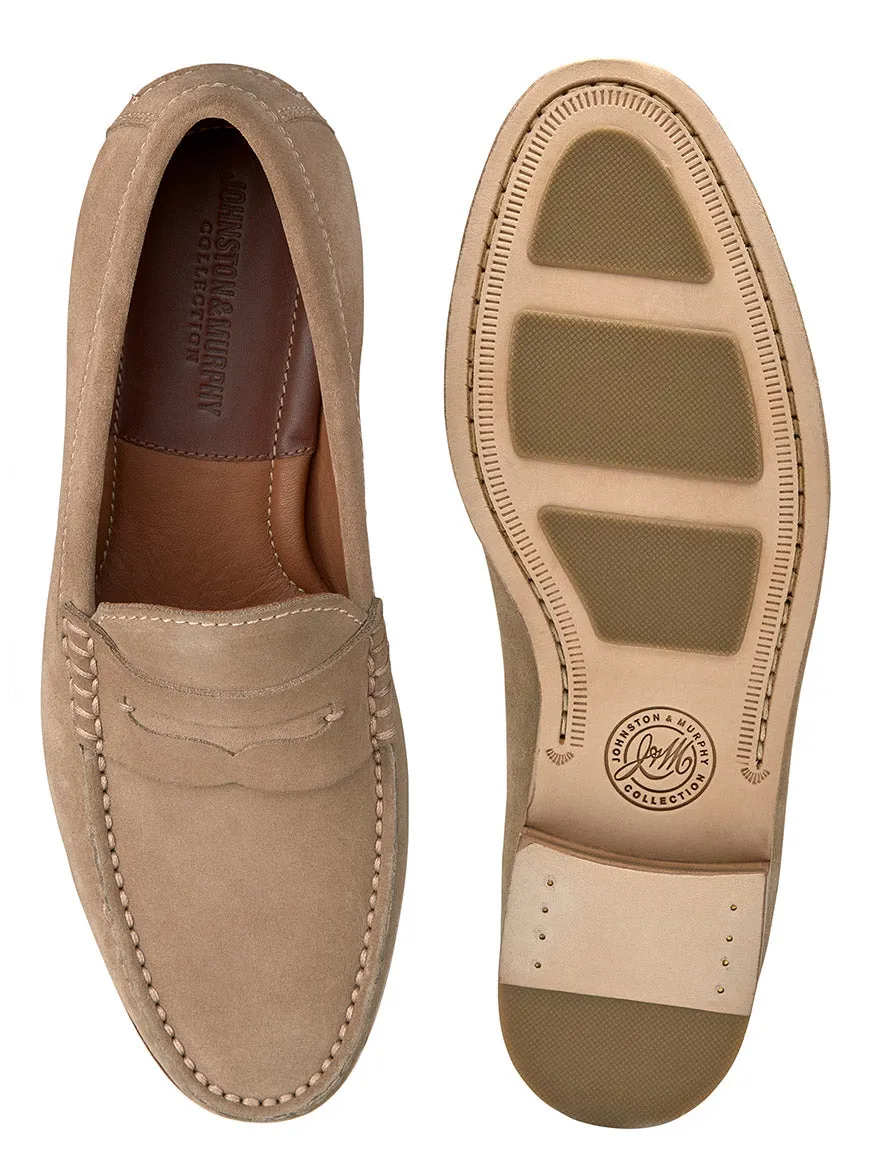 J & M Collection Baldwin Penny in Taupe English Suede