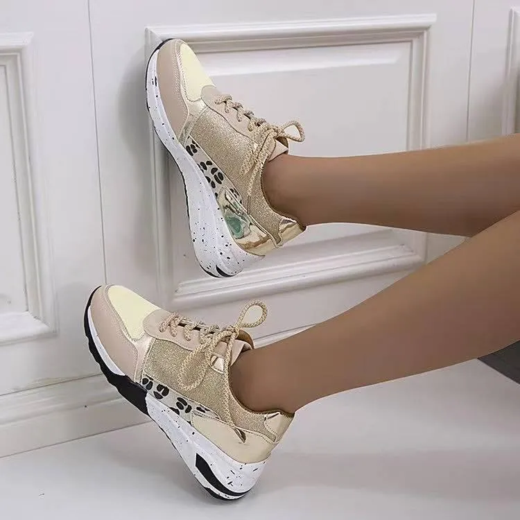 Lace-Up Wedge Sneakers - Women’s Casual Walking Shoes