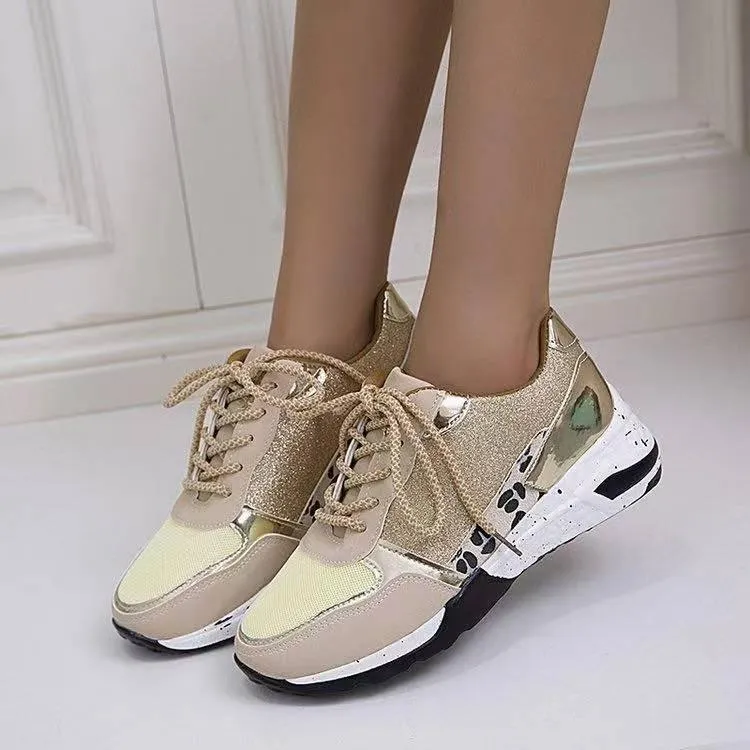 Lace-Up Wedge Sneakers - Women’s Casual Walking Shoes