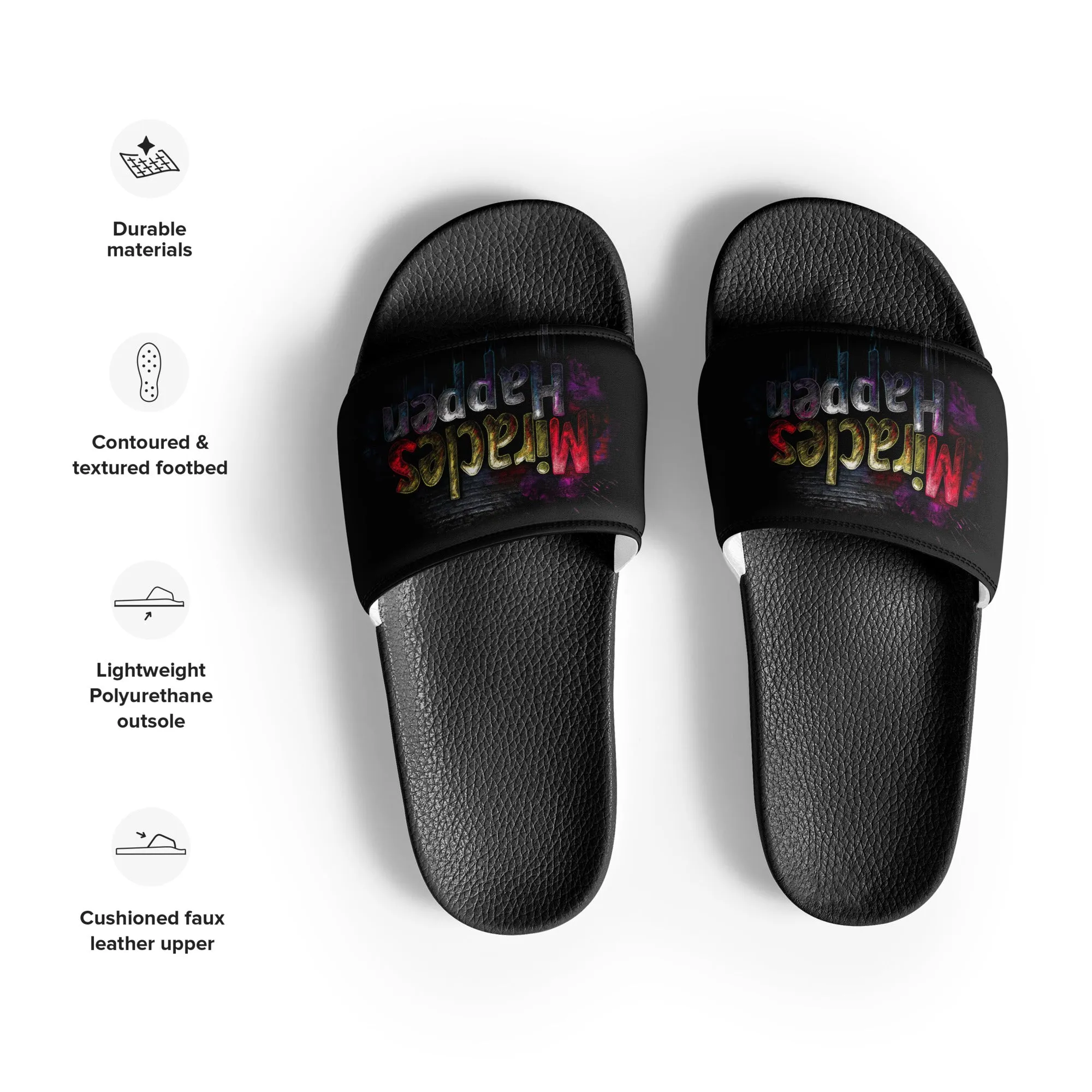 Miracles Happen: Vibrant Journeys Women's slides