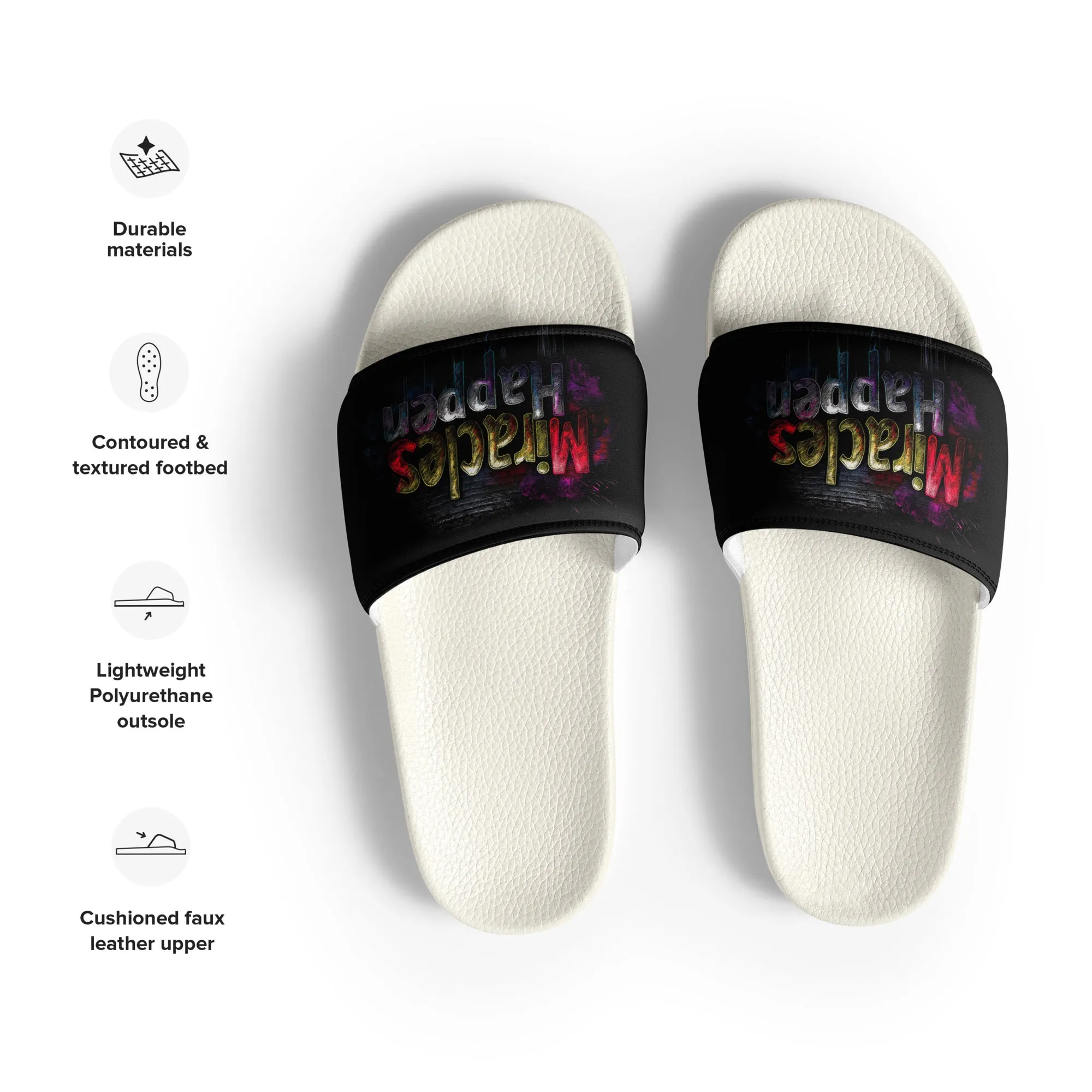 Miracles Happen: Vibrant Journeys Women's slides