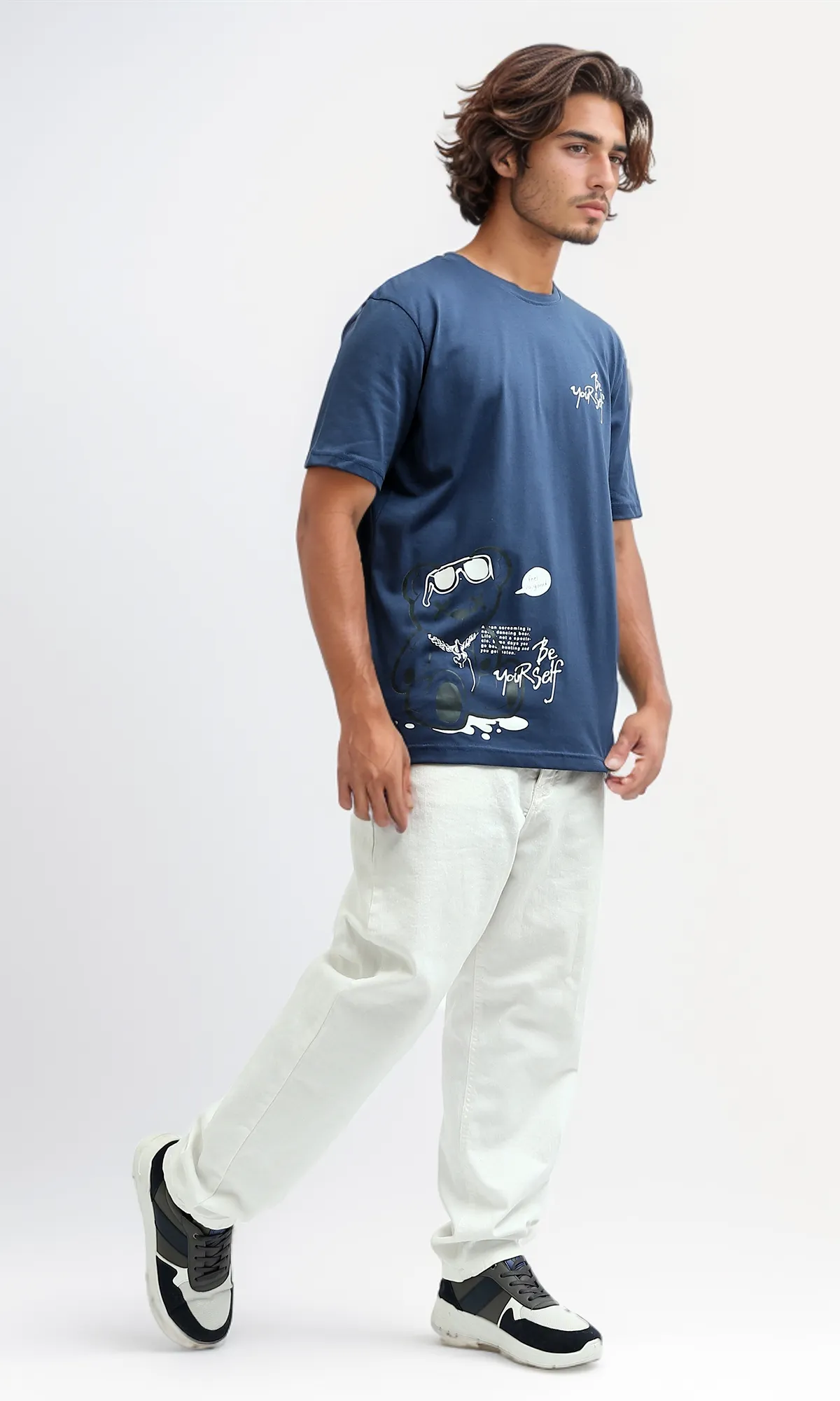 O182391 Printed "Be Yourself" Short Sleeves Cotton Tee