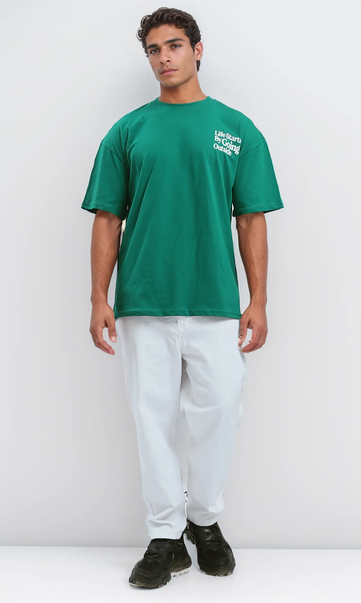 O192455 Trendy Print Green Slip On Cotton Tee