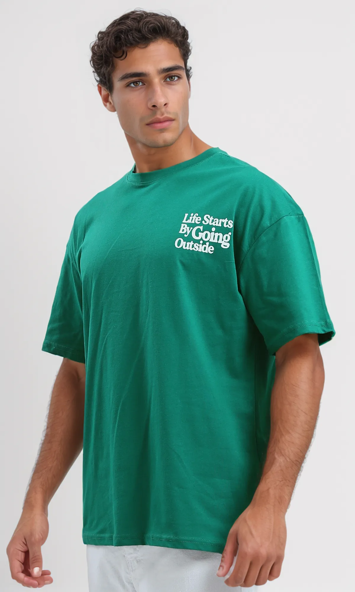O192455 Trendy Print Green Slip On Cotton Tee