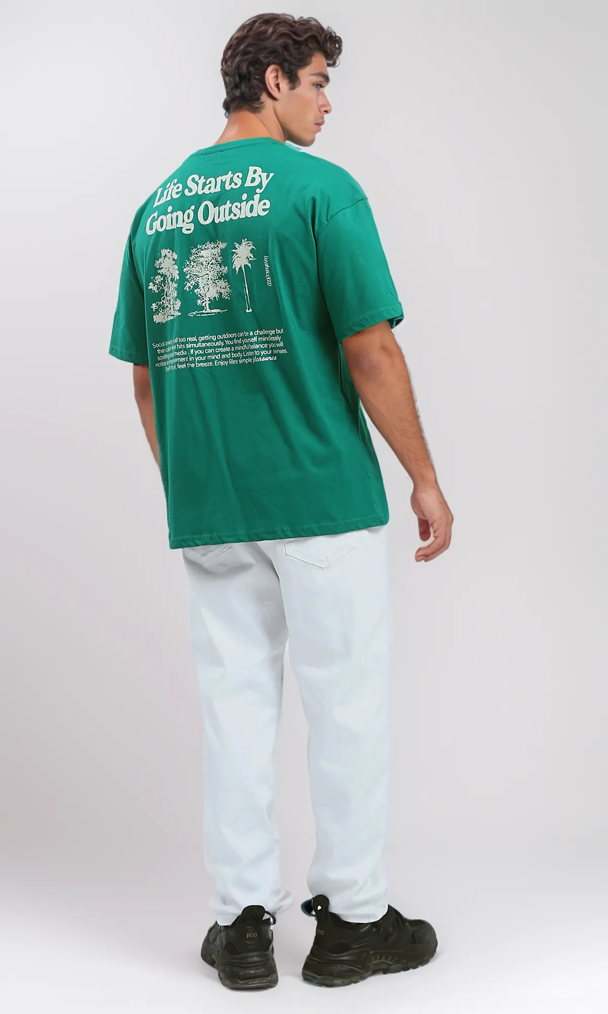 O192455 Trendy Print Green Slip On Cotton Tee