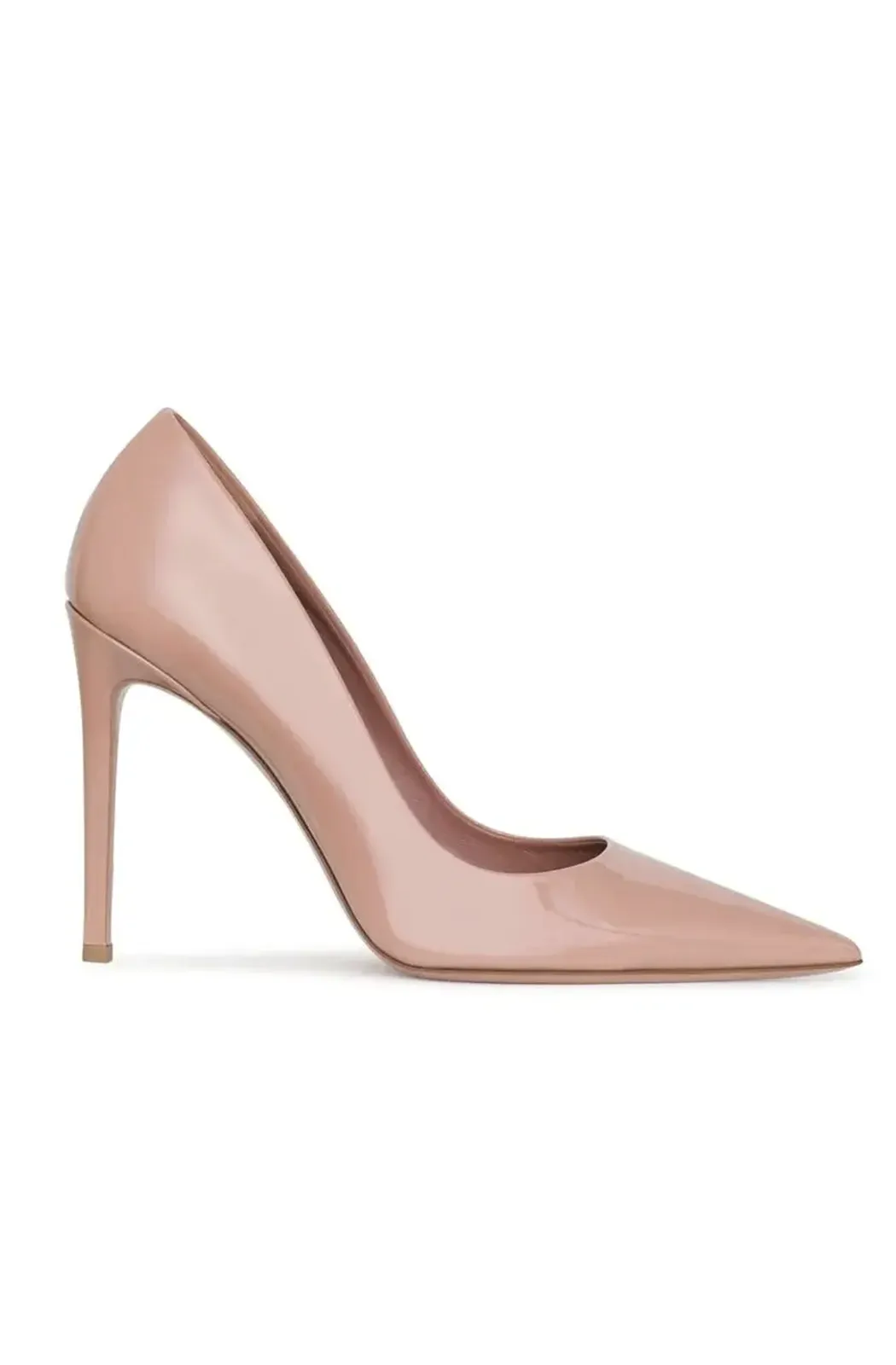 Pink patent stiletto pumps