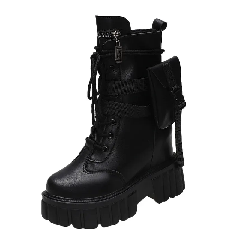 Y3K Weiße Hochplatform Boots Stiefeletten